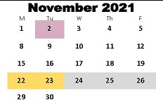 District School Academic Calendar for Kelleytown Elementary School for November 2021