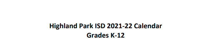 District School Academic Calendar for Highland Park Alter Ed Ctr