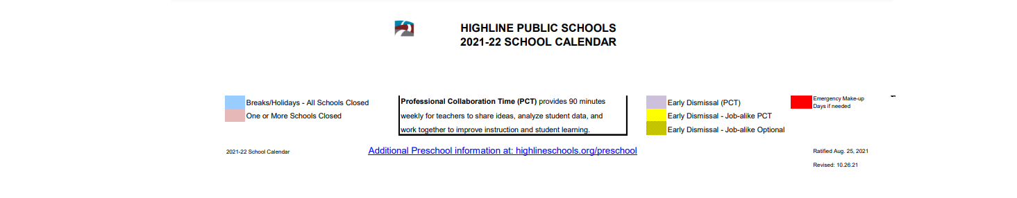 District School Academic Calendar Key for Mount Rainier High School