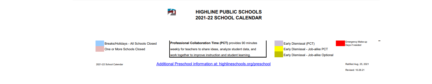 District School Academic Calendar Key for Cascade Middle School