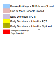 District School Academic Calendar Legend for Des Moines Elementary