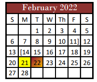 District School Academic Calendar for Hillsboro High School for February 2022
