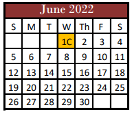 District School Academic Calendar for Hill Co J J A E P for June 2022