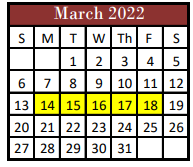 District School Academic Calendar for Hillsboro Intermediate for March 2022