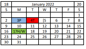 District School Academic Calendar for Hitchcock High School for January 2022