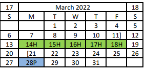 District School Academic Calendar for Stewart Elementary for March 2022