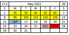 District School Academic Calendar for Hitchcock High School for May 2022