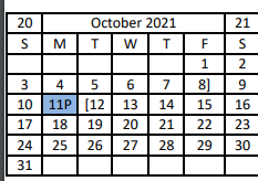 District School Academic Calendar for Crosby Middle for October 2021