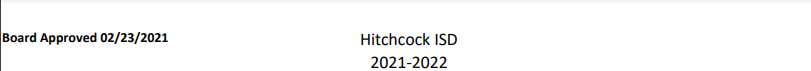 District School Academic Calendar for Hitchcock Headstart