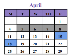 District School Academic Calendar for Bell County Jjaep for April 2022