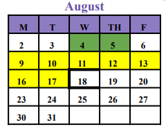 District School Academic Calendar for Bowman Middle for August 2021