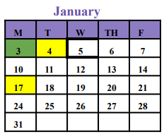 District School Academic Calendar for Bell County Daep for January 2022
