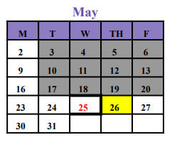 District School Academic Calendar for Bell County Jjaep for May 2022