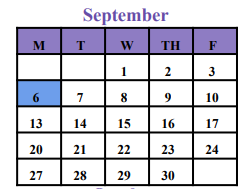 District School Academic Calendar for Bell County Daep for September 2021