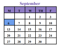 District School Academic Calendar for Bell County Jjaep for September 2021