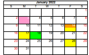 District School Academic Calendar for Detention Ctr for January 2022