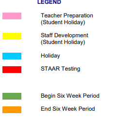 District School Academic Calendar Legend for Detention Ctr