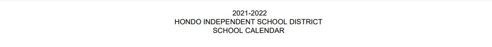 District School Academic Calendar for Hondo High School