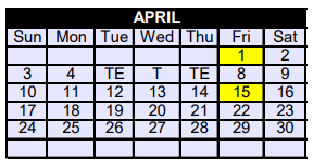 District School Academic Calendar for Honey Grove Middle for April 2022
