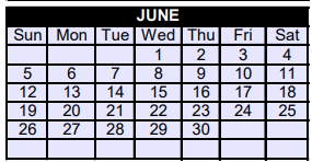District School Academic Calendar for Honey Grove Middle for June 2022