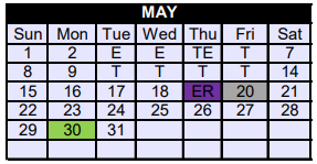 District School Academic Calendar for Honey Grove Middle for May 2022