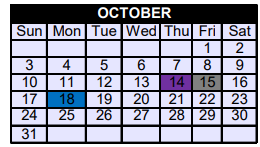 District School Academic Calendar for Honey Grove Middle for October 2021