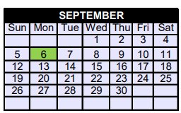 District School Academic Calendar for Honey Grove Middle for September 2021