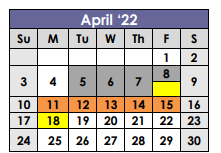 District School Academic Calendar for Hooks Junior High for April 2022