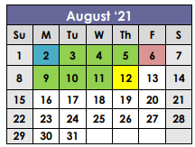 District School Academic Calendar for Hooks Elementary for August 2021