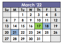 District School Academic Calendar for Hooks High School for March 2022