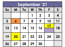 District School Academic Calendar for Hooks Elementary for September 2021