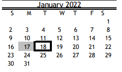 District School Academic Calendar for Alcott Elementary for January 2022