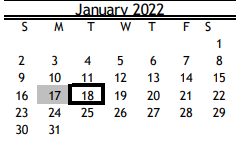 District School Academic Calendar for Banneker-mcnair Math/science Acade for January 2022