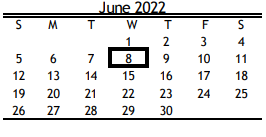 District School Academic Calendar for R D S P D for June 2022