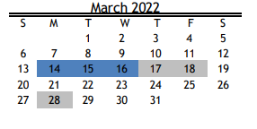 District School Academic Calendar for Pin Oak Middle School for March 2022