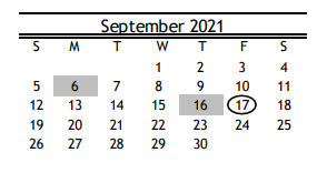 District School Academic Calendar for Martinez C Elementary for September 2021