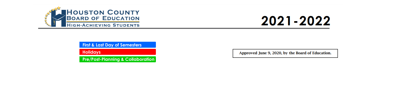 District School Academic Calendar Key for Houston County High School