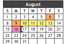 District School Academic Calendar for Grayson Co J J A E P for August 2021