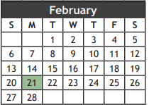 District School Academic Calendar for Grayson Co J J A E P for February 2022