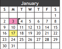 District School Academic Calendar for Grayson Co J J A E P for January 2022