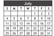 District School Academic Calendar for Grayson Co J J A E P for July 2021