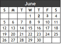 District School Academic Calendar for Grayson Co J J A E P for June 2022