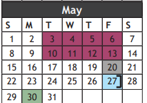 District School Academic Calendar for Aep Campus for May 2022