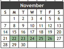 District School Academic Calendar for Grayson Co J J A E P for November 2021