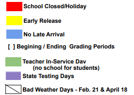 District School Academic Calendar Legend for Bowen Elementary