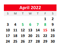 District School Academic Calendar for Hughes Springs Elementary for April 2022
