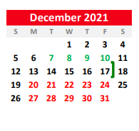 District School Academic Calendar for Hughes Springs Elementary for December 2021