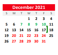 District School Academic Calendar for Hughes Springs Junior High for December 2021