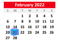 District School Academic Calendar for Hughes Springs Junior High for February 2022