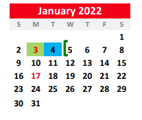 District School Academic Calendar for Hughes Springs Junior High for January 2022